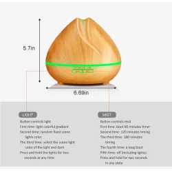 Ultrasonic air humidifier - essential oils diffuser - LED - 500mlHumidifiers
