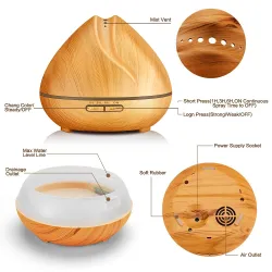 Ultrasonic air humidifier - essential oils diffuser - LED - 500mlHumidifiers