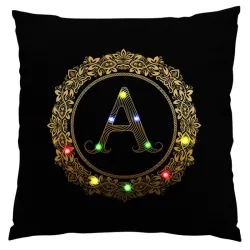 Dekorativer Kissenbezug - LED - goldenes englisches Alphabet - 45 cm * 45 cm