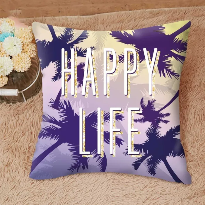 Dekorativer Kissenbezug - Happy Life - 45 cm * 45 cm