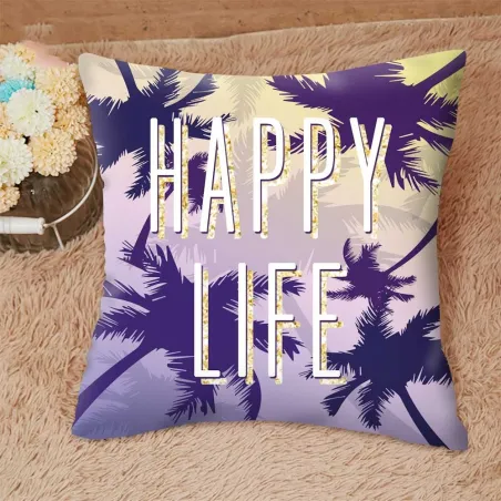 Dekorativer Kissenbezug - Happy Life - 45 cm * 45 cm