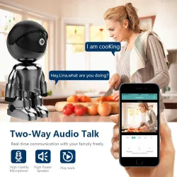 WiFi-Überwachungskamera - Zwei-Wege-Audio - 1080P - 4 MP - PTZ Wifi - IP - schwarzer Roboter