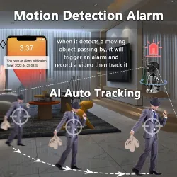 WiFi-Überwachungskamera - Zwei-Wege-Audio - 1080P - 4 MP - PTZ Wifi - IP - schwarzer Roboter