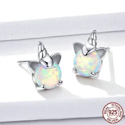 Einhorn & Opal - Ohrstecker - 925 Sterling Silber