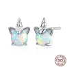 Einhorn & Opal - Ohrstecker - 925 Sterling Silber
