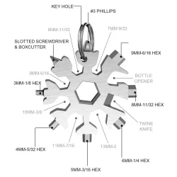 18 in 1 Multitool – Flaschenöffner/Schraubendreher aus Edelstahl – Schneeflocke