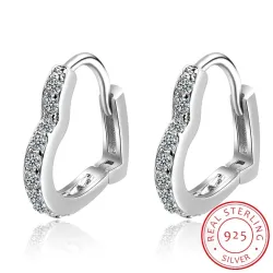 Elegante Ohrringe in Herzform - mit Zirkon - 925er Sterlingsilber