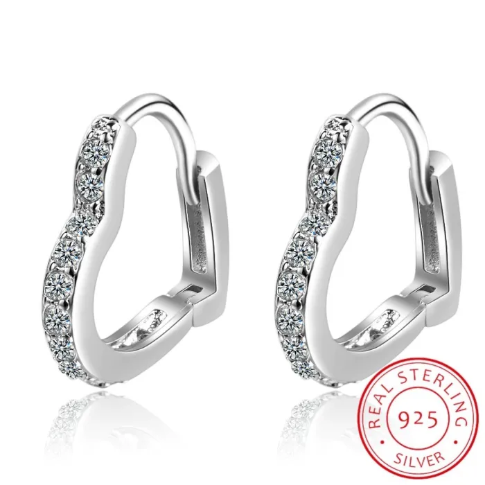 Elegante Ohrringe in Herzform - mit Zirkon - 925er Sterlingsilber