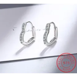 Elegante Ohrringe in Herzform - mit Zirkon - 925er Sterlingsilber