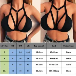 Hohler, bauchfreier Träger-BH - sexy Top - schwarz