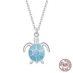 Blaue Schildkrötenkette - 925er Sterlingsilber