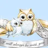 Eulenmutter mit Kind - Kristallring - "I Will Always Be With You" Schriftzug