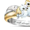 Mother owl with child - crystal ring - "I Will Always Be With You" letteringRings
