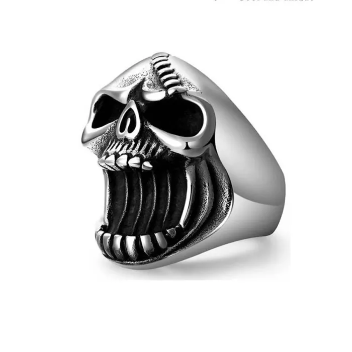 Edelstahlring mit Totenkopfmaul - Flaschenöffner