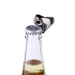 Edelstahlring mit Totenkopfmaul - Flaschenöffner
