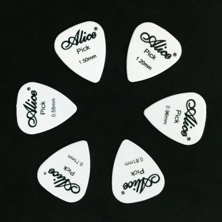 Guitar picks - 0.58mm - 0.71mm - 0.81mm - 0.96mm - 1.2mm - 1.5mm - 6 piecesGuitars