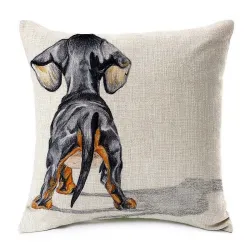 Dekorativer Kissenbezug - mit Hundemuster - Leinen - 45 * 45cm