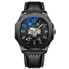 CHENXI - automatic mechanical Quartz watch - waterproof - skeleton design - blackWatches