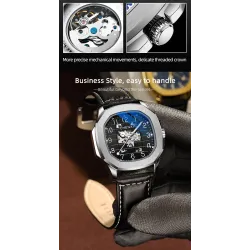 CHENXI - automatic mechanical Quartz watch - waterproof - skeleton design - blackWatches