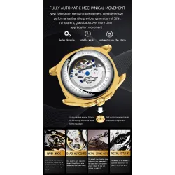 CHENXI - automatic mechanical Quartz watch - waterproof - skeleton design - blackWatches