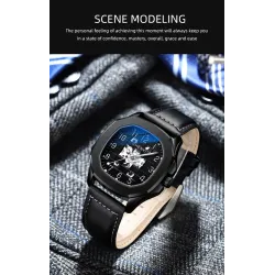 CHENXI - automatic mechanical Quartz watch - waterproof - skeleton design - silver / blueWatches