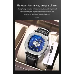CHENXI - automatic mechanical Quartz watch - waterproof - skeleton design - silver / blueWatches