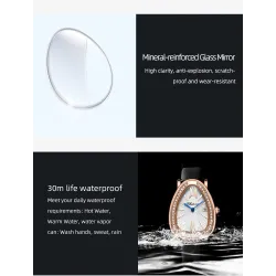 CHENXI - elegante Quarzuhr mit Strasssteinen - wasserdicht - Lederband - dunkelrot