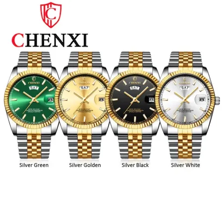 CHENXI – Luxus-Quarzuhr – Chronograph – Doppelkalender – wasserdicht – Edelstahl