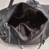 Vintage Tasche aus Nubukleder mit Nieten / Fellbommel