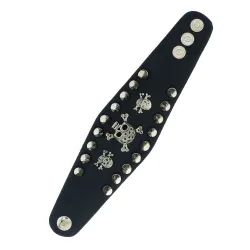 Wide leather bracelet - rivets - skull - punk styleBracelets