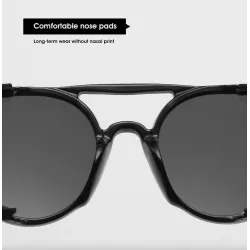 Round steampunk sunglasses - leather decoration - unisexSunglasses