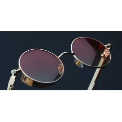 Gothic / steampunk round sunglasses - red lens - metal frame - UV 400 - unisexSunglasses