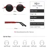 Runde Gothic-/Steampunk-Sonnenbrille – rote Gläser – Metallrahmen – UV 400 – Unisex