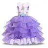 Einhornkleid - Prinzessinnenkostüm für Mädchen - Halskette / Stirnband / Flügel