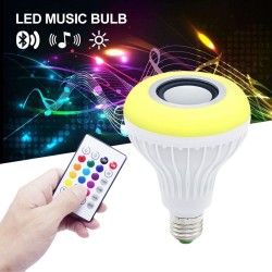 Intelligente RGB / LED-Lampe - dimmbar - mit Bluetooth-Lautsprecher - Fernbedienung - E27 - 12W