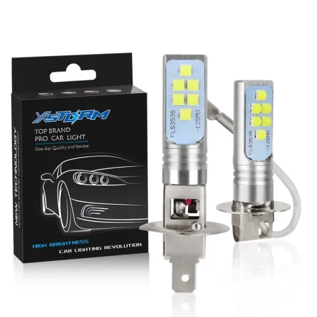 Car LED bulb - super bright - 12 3535 SMD - 12V 24V 6000K - H1 - H3 - 2 piecesH1