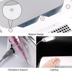Alles in 1 – Nageltrockner/Nagelstaubsammler/Nagelbohrer – LED-UV-Lampe – 54 W – 25000 U/min