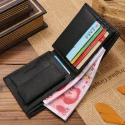 Classic men's wallet - card holder - zipper - genuine leatherWallets