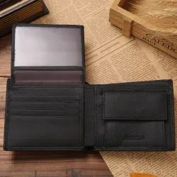 Klassische Herrenbrieftasche - Kartenhalter - Reißverschluss - echtes Leder