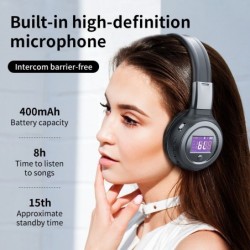 Zealot B570 - Bluetooth-Kopfhörer - Headset - LCD-Display - Micro-SD-Steckplatz - Mikrofon - Rauschunterdrückung