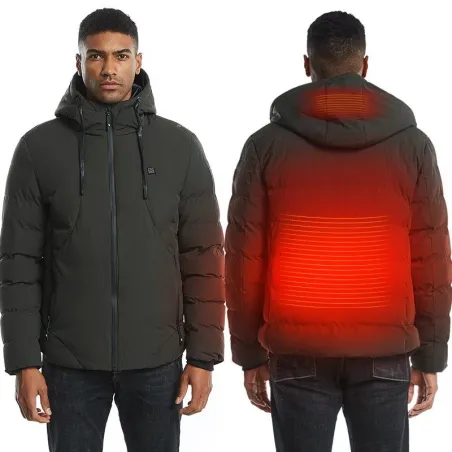 USB - elektrisch beheizte Thermojacke mit Kapuze / Reißverschlüssen