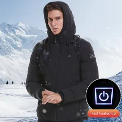 USB - elektrisch beheizte Thermojacke mit Kapuze / Reißverschlüssen