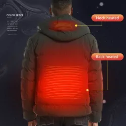 USB - elektrisch beheizte Thermojacke mit Kapuze / Reißverschlüssen
