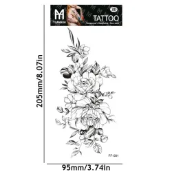 Schwarze Blumen - temporäres Tattoo - Aufkleber