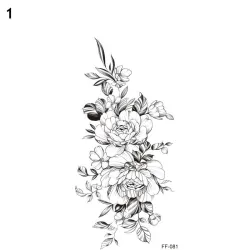 Schwarze Blumen - temporäres Tattoo - Aufkleber