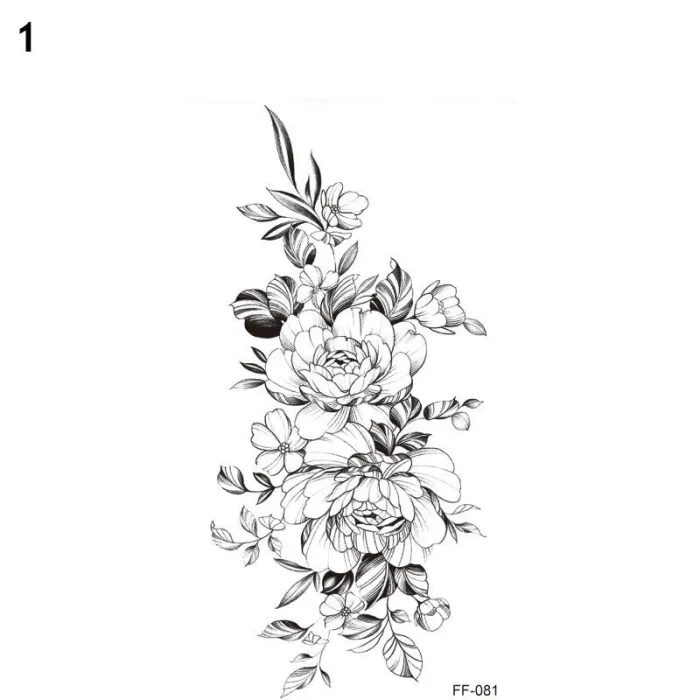 Schwarze Blumen - temporäres Tattoo - Aufkleber