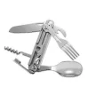 Klappgeschirr aus Edelstahl - Löffel / Messer / Flaschenöffner - Camping- / Reiseset