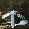 Klappgeschirr aus Edelstahl - Löffel / Messer / Flaschenöffner - Camping- / Reiseset