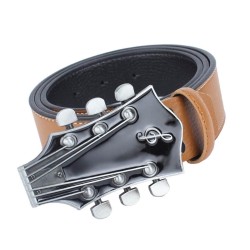 Ledergürtel mit gitarrenförmiger Metallschnalle