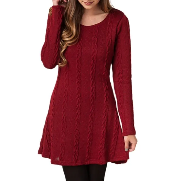 Kurzes Strickkleid - Langarmpullover